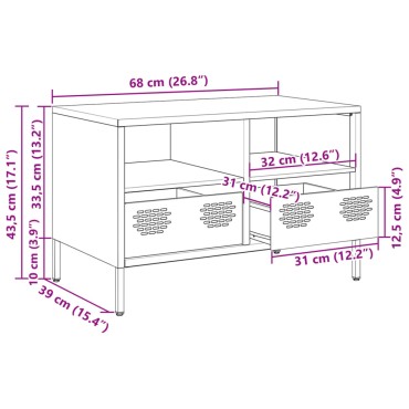vidaXL Έπιπλο Τηλεόρασης Λαδί 68x39x43,5cm Χάλυβας Ψυχρής Έλασης