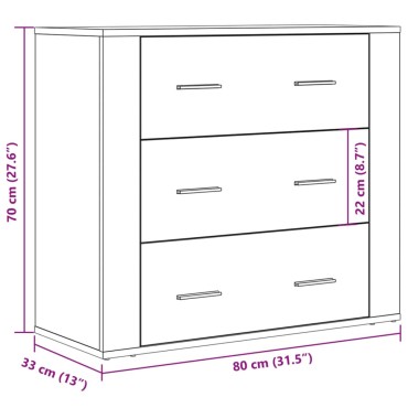 vidaXL Συρταριέρα Όψη Παλαιού Ξύλου 80x33x70cm Επεξεργασμένο Ξύλο 1 τεμ.