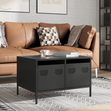vidaXL Έπιπλο Τηλεόρασης Μαύρο 68x50x43,5cm Χάλυβας Ψυχρής Έλασης