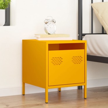 vidaXL Κομοδίνο Μουσταρδί 35x39x43,5cm από Χάλυβα 1 τεμ.