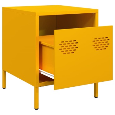 vidaXL Κομοδίνο Μουσταρδί 35x39x43,5cm από Χάλυβα 1 τεμ.