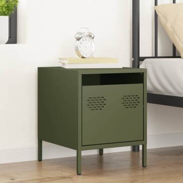 vidaXL Κομοδίνο Πράσινο Λαδί 35x39x43,5cm από Χάλυβα 1 τεμ.