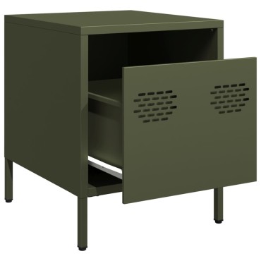 vidaXL Κομοδίνο Πράσινο Λαδί 35x39x43,5cm από Χάλυβα 1 τεμ.