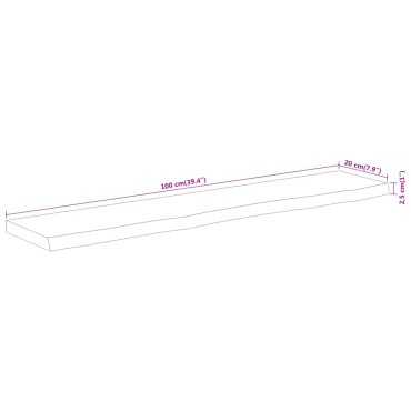vidaXL Ράφι Επιτοίχιο Ορθ. Live Edge 100x20x2,5cm Μασίφ Ξύλο Ακακίας