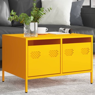 vidaXL Έπιπλο Τηλεόρασης Μουσταρδί 68x50x43,5cm Ατσάλι Ψυχρής Έλασης
