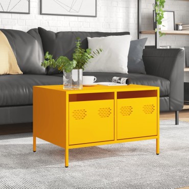 vidaXL Έπιπλο Τηλεόρασης Μουσταρδί 68x50x43,5cm Ατσάλι Ψυχρής Έλασης