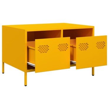vidaXL Έπιπλο Τηλεόρασης Μουσταρδί 68x50x43,5cm Ατσάλι Ψυχρής Έλασης