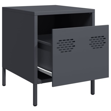 vidaXL Κομοδίνο Ανθρακί 35x39x43,5cm από Χάλυβα 1 τεμ.