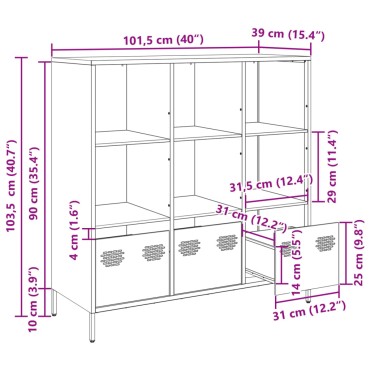 vidaXL Ντουλάπι Ανθρακί 101,5x39x103,5cm από Ατσάλι 1 τεμ.