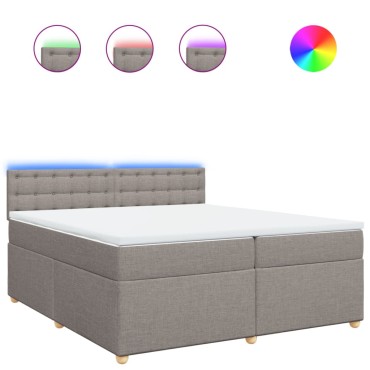 vidaXL Κρεβάτι Boxspring με Στρώμα Taupe 200x200cm Υφασμάτινο 1 τεμ. - Διπλό