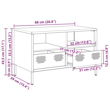 vidaXL Έπιπλο Τηλεόρασης Ανθρακί 68x39x43,5cm Ατσάλι Ψυχρής Έλασης