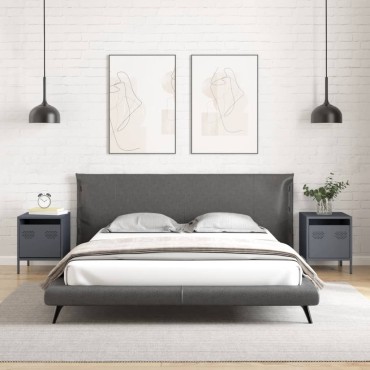 vidaXL Κομοδίνα 2 τεμ. Ανθρακί 35x39x43,5cm από Χάλυβα