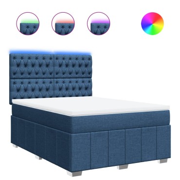vidaXL Κρεβάτι Boxspring με Στρώμα Μπλε 160x200 εκ. Υφασμάτινο
