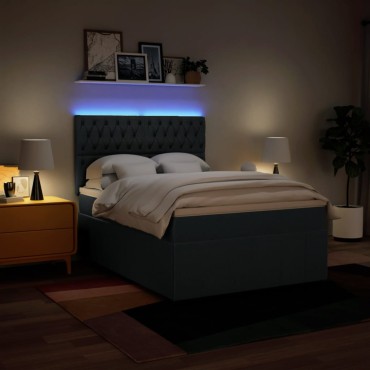 vidaXL Κρεβάτι Boxspring με Στρώμα Μπλε 160x200 εκ. Υφασμάτινο