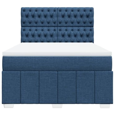 vidaXL Κρεβάτι Boxspring με Στρώμα Μπλε 160x200 εκ. Υφασμάτινο