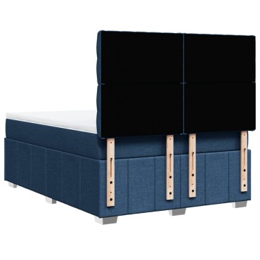 vidaXL Κρεβάτι Boxspring με Στρώμα Μπλε 160x200 εκ. Υφασμάτινο