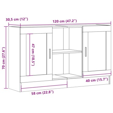 vidaXL Μπουφές Όψη Παλαιού Ξύλου 120x30,5x70cm Επεξεργασμένο Ξύλο 1 τεμ.