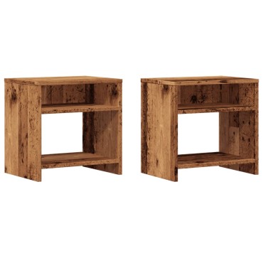 vidaXL Κομοδίνα 2 τεμ. Όψη Παλαιού Ξύλου 40x30x40cm από Επεξ. Ξύλο