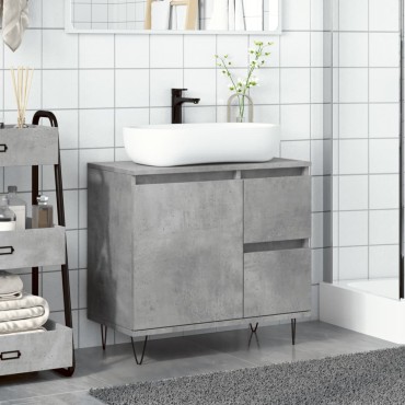 vidaXL Ντουλάπι Μπάνιου Γκρι Σκυροδέματος 65x33x60cm Επεξ. Ξύλο