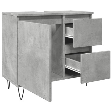 vidaXL Ντουλάπι Μπάνιου Γκρι Σκυροδέματος 65x33x60cm Επεξ. Ξύλο