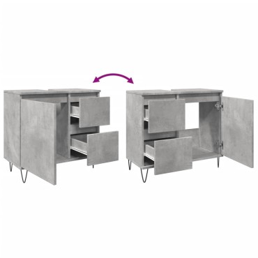 vidaXL Ντουλάπι Μπάνιου Γκρι Σκυροδέματος 65x33x60cm Επεξ. Ξύλο