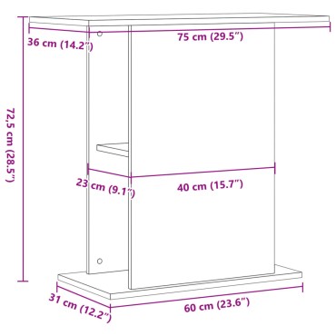 vidaXL Βάση Ενυδρείου Όψη Παλαιού Ξύλου 36x75x72,5 εκ. Επεξ. Ξύλο