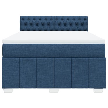vidaXL Κρεβάτι Boxspring με Στρώμα Μπλε 160x200 εκ. Υφασμάτινο