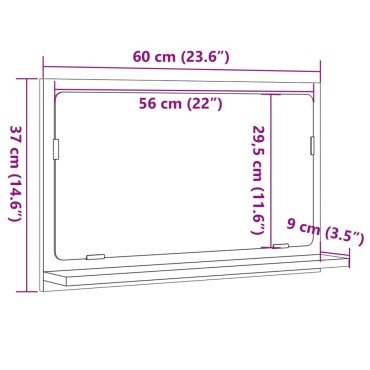 vidaXL Καθρέφτης Μπάνιου Ντουλάπι Sonoma Δρυς 60x11x37cm Επεξ. Ξύλο 1 τεμ.