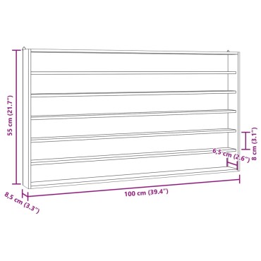 vidaXL Ξύλινη συλλεκτική βιτρίνα με 6 ράφια 100x8,5x55cm