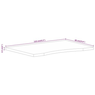 vidaXL Επιφάνεια Γραφείου Καμπύλη 110x60x2,5cm Μασίφ Ακατ. Μάνγκο
