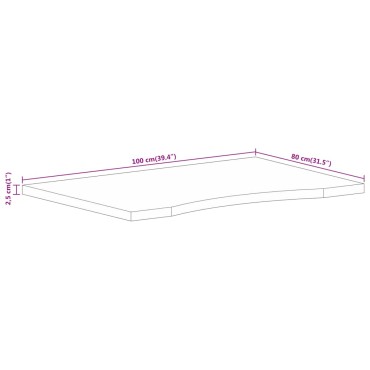 vidaXL Επιφάνεια Γραφείου Καμπύλη 100x80x2,5cm Μασίφ Ακατ. Μάνγκο