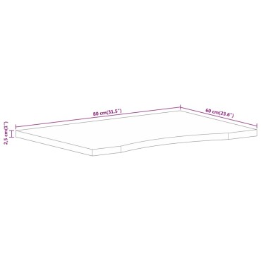 vidaXL Επιφάνεια Γραφείου Καμπύλη 80x60x2,5cm Μασίφ Ακατ. Μάνγκο