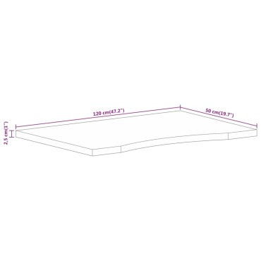 vidaXL Επιφάνεια Γραφείου Καμπύλη 120x50x2,5cm Μασίφ Ακατ. Μάνγκο