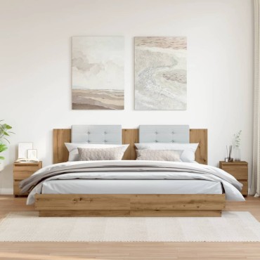 vidaXL Κομοδίνα 2 τεμ.Αρτισιανή Δρυς 30x30x40cm Επεξ. Ξύλο