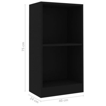 vidaXL Βιβλιοθήκη Μαύρο 40x24x75cm από Επεξ. Ξύλο 1 τεμ.