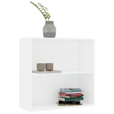 vidaXL Βιβλιοθήκη με 2 Ράφια Λευκή 80x30x76,5cm από Επεξ. Ξύλο 1 τεμ.