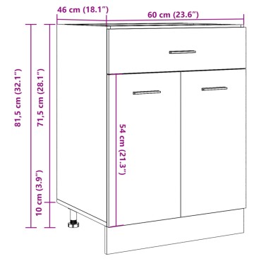 vidaXL Ντουλάπι με Συρτάρι Lyon Γκρι Σκυροδέματος 60x46x81,5 εκ 1 τεμ.