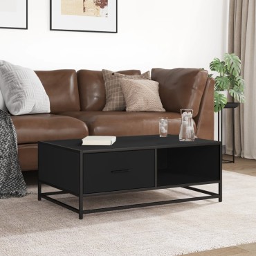 vidaXL Τραπεζάκι Σαλονιού Μαύρο 90x57x35cm Επεξ. Ξύλο & Μέταλλο 1 τεμ.