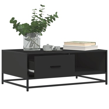 vidaXL Τραπεζάκι Σαλονιού Μαύρο 90x57x35cm Επεξ. Ξύλο & Μέταλλο 1 τεμ.