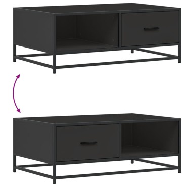 vidaXL Τραπεζάκι Σαλονιού Μαύρο 90x57x35cm Επεξ. Ξύλο & Μέταλλο 1 τεμ.