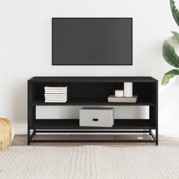 vidaXL Έπιπλο Τηλεόρασης Μαύρο 91x40x46cm από Επεξεργ. Ξύλο/Μέταλλο