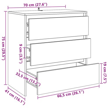 vidaXL Μπουφές Artisan Δρυς 70x41x75cm από Επεξεργασμένο Ξύλο 1 τεμ.