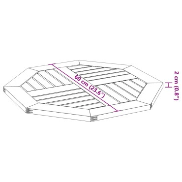 vidaXL Επιφάνεια Τραπεζιού Οκτάγωνη 60x60x2cm Μασίφ Ξύλο Ακακίας 1 τεμ.