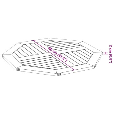 vidaXL Επιφάνεια Τραπεζιού Οκτάγωνη 80x80x2,2cm Μασίφ Ξύλο Ακακίας 1 τεμ.