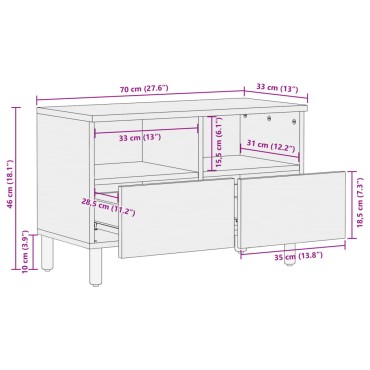 vidaXL Έπιπλο Τηλεόρασης Μαύρο 70x33x46cm από Επεξεργ. Ξύλο 1 τεμ.