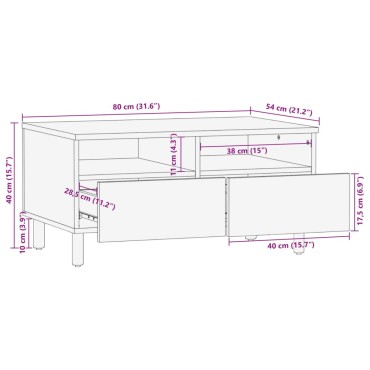 vidaXL Τραπεζάκι Σαλονιού Μαύρο 80x54x40cm από Επεξεργασμένο Ξύλο 1 τεμ.