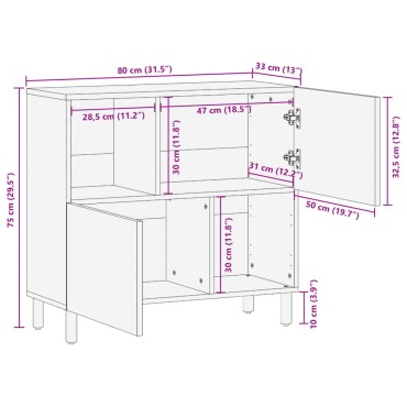 vidaXL Συρταριέρα Μαύρη 80x33x75cm από Επεξεργασμένο Ξύλο