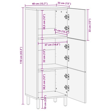 vidaXL Ντουλάπι Μαύρο 40x33x110cm από Επεξεργασμένο Ξύλο 1 τεμ.