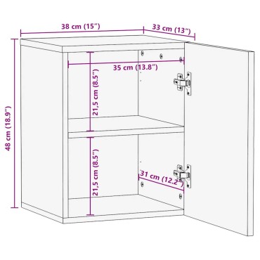 vidaXL Στήλη Μπάνιου Κρεμαστή Μαύρο 38x33x48cm Επεξεργασμένο Ξύλο 1 τεμ.