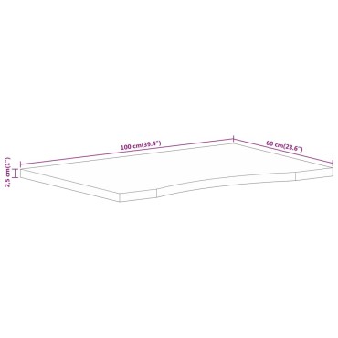 vidaXL Επιφάνεια Γραφείου Καμπύλη 100x60x2,5cm Μασίφ Ακατ. Μάνγκο